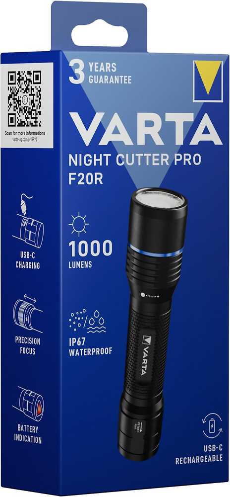LED pakraunamas žibintuvėlis VARTA NIGHT CUTTER PRO F20R , 1000 lm, IP67, USB-C - 3