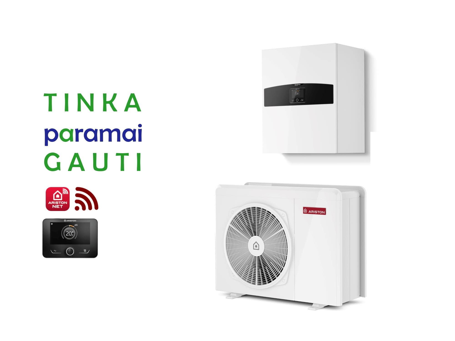 Šilumos siurblys Oras-Vanduo Ariston Nimbus R32, Plus, 35 S Net 6.35 kW, su Wi-Fi-0