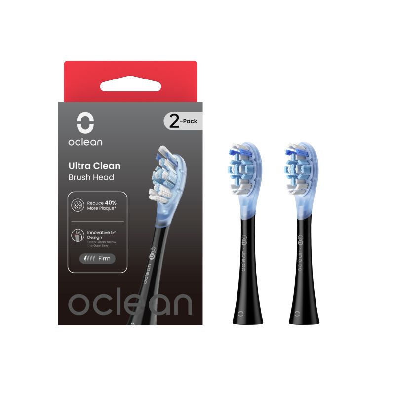 Pakaitinės galvutės OCLEAN Ultra Clean 2 vnt., kietos, juodos spalvos - 3