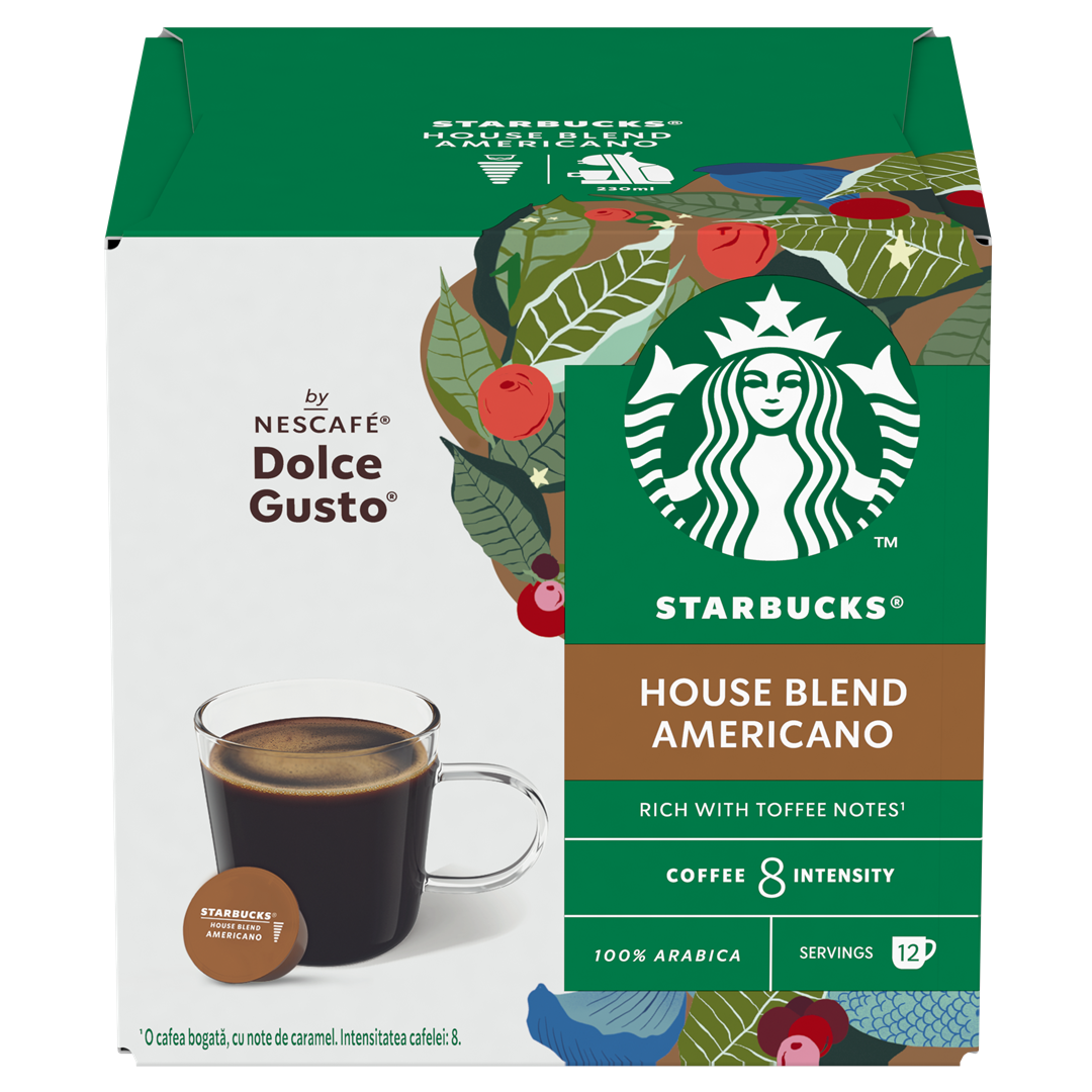 Kavos kapsulės STARBUCKS DOLCE GUSTO HOUSE BLEND GRANDE, 12 kapsulių, 102 g-0