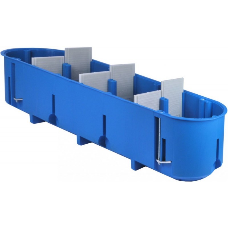 Keturvietė pagilinta dėžutė į gipso kartoną 281x68x63mm, 960 °C, IP20, mėlynos sp.-0