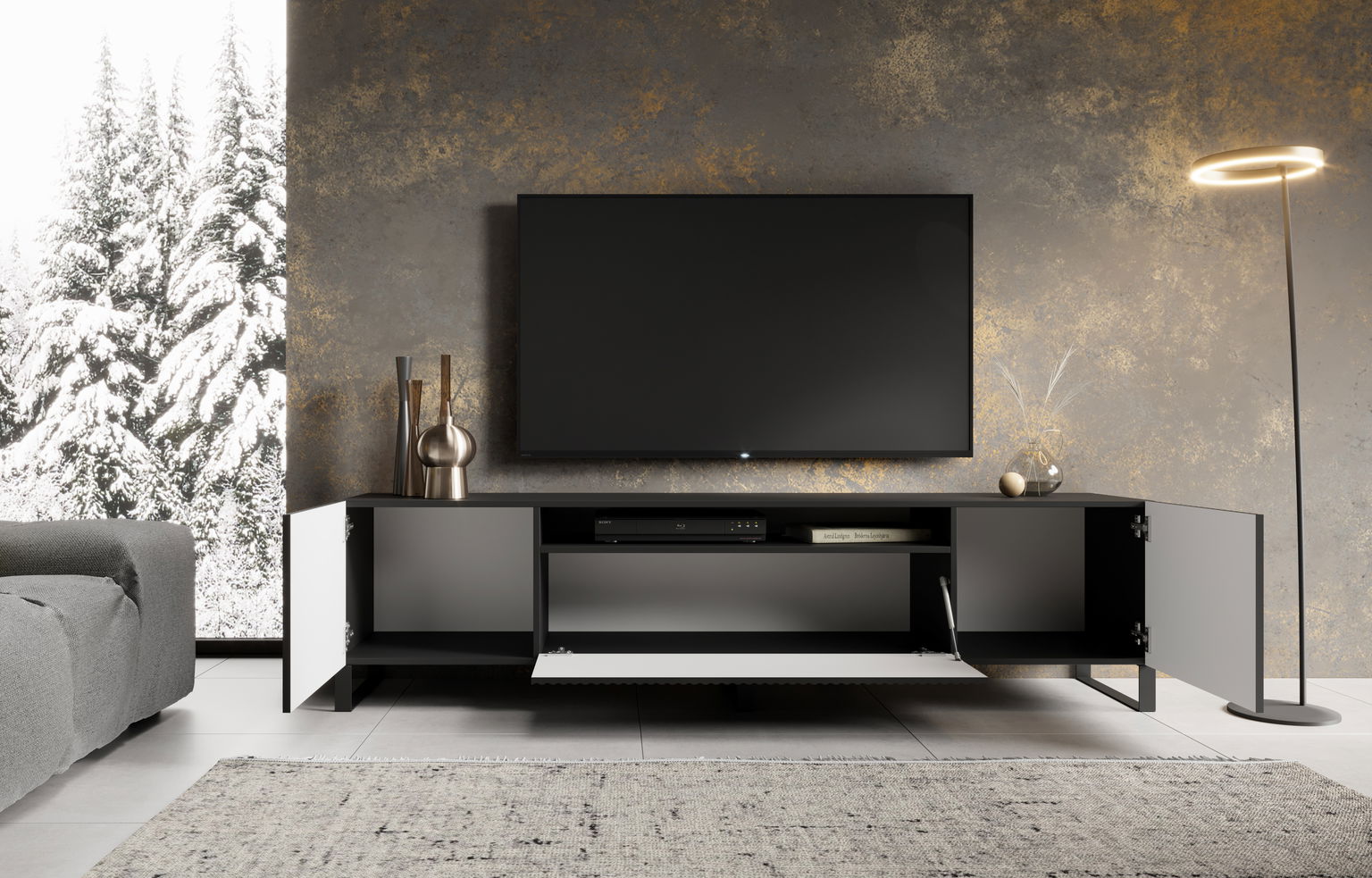 TV spintelė NOEMI, juoda-1
