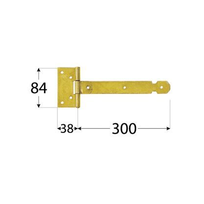 Vartų lankstas ZBL300, 300 x 30 x 2,0 mm, universalus, geltonai cinkuotas-0