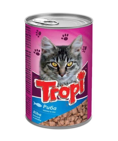 Konservuotas ėdalas katėms TROPI su žuvimi, 415 g-0