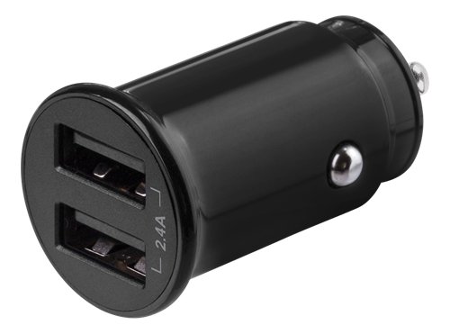 Automobilinis įkroviklis DELTACO, 12W su 2x USB-A jungtimis,12/24V,2.4 A,USBCAR124