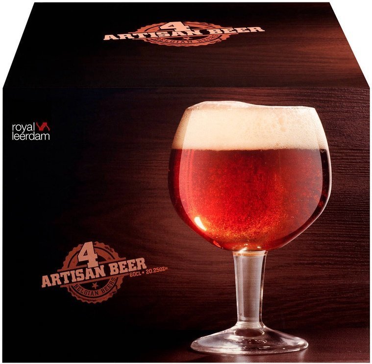 Alaus stiklinių rinkinys ROYAL LEERDAM Artisan Belgian beer, plačios, su kojele, 4 vnt. - 2