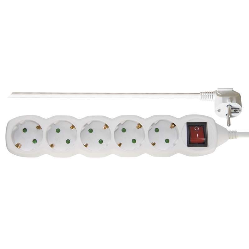 Ilgiklis EMOS, 5 lizdai, 5 m, H05VV-F3G 1.5 mm², su jungtuku, baltos sp.-0