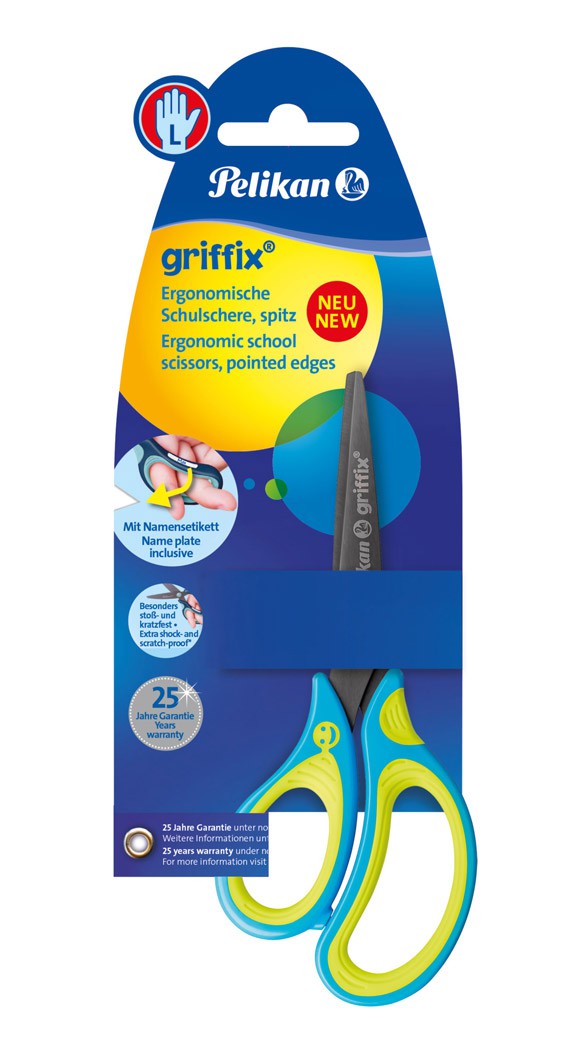 Žirklės GRIFFIX "L", 15 cm, neon melsvos-0
