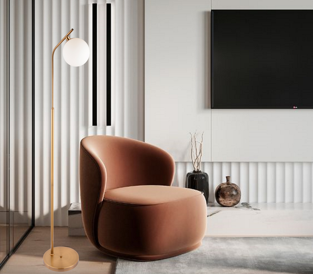Toršeras  G.LUX GT-390-1F-AB, 1 x E27, žalvario sp, ø20 x 160 cm, gaubtas baltos sp Ø13cm - 3