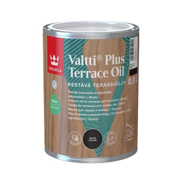 Terasų ir lauko baldų aliejus TIKKURILA VALTTI PLUS TERRACE OIL, juodos sp., 0,9 l-0