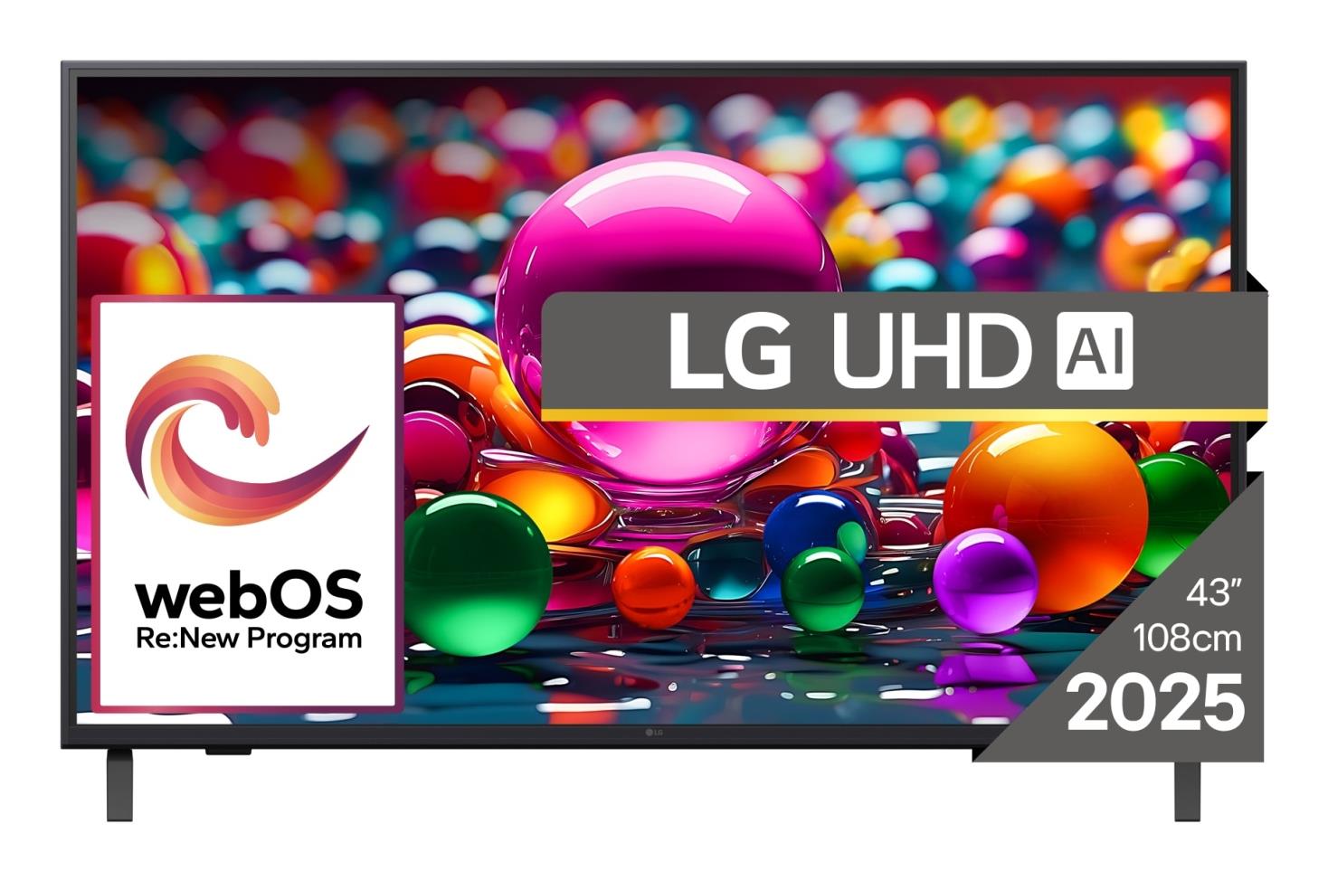 Televizorius LG 43UA74003LB, LED, 43'', 4K Ultra HD, WebOS 25, juoda - 1