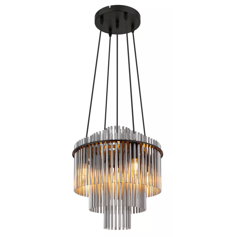 Pakabinamas šviestuvas GLOBO GORLEY, 5xE14, 40W, 230V, metalinis, juodos sp, ø40x120cm-1