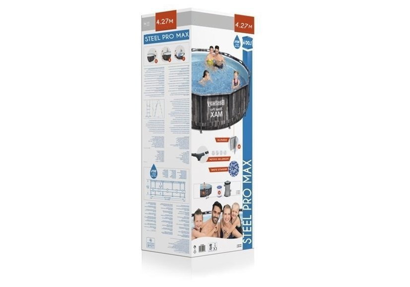 Karkasinis baseinas BESTWAY Steel Pro Max, pilkos sp., 13030 l, 427 x 107 cm, - 7