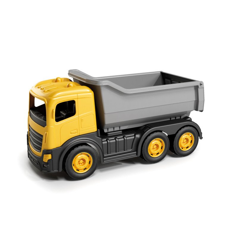 Žaislinis geltonas sunkvežimis su pilka priekaba , 37 x 15 x 18 cm - 1