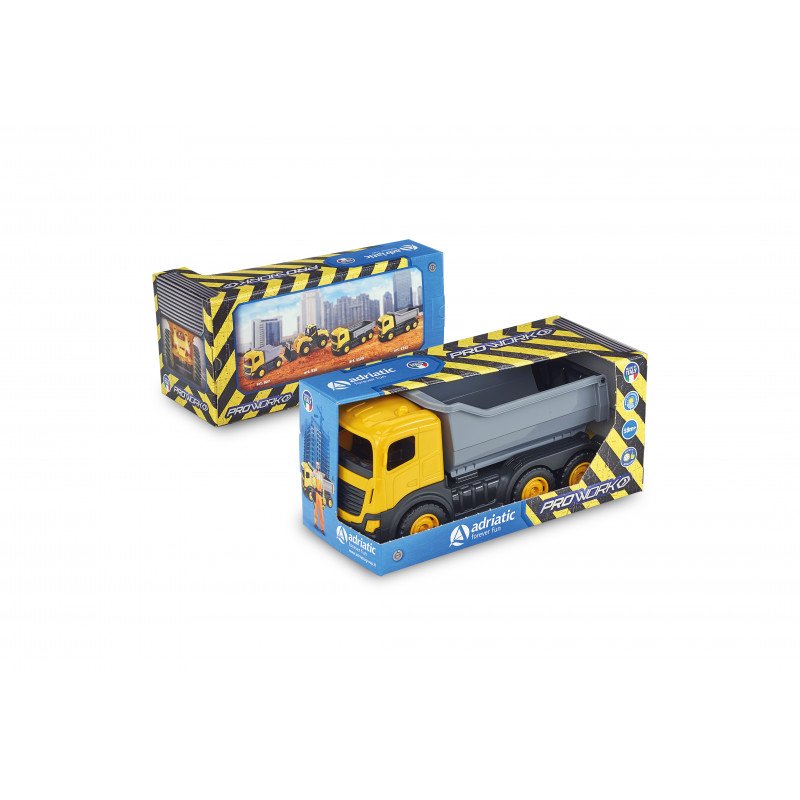 Žaislinis geltonas sunkvežimis su pilka priekaba , 37 x 15 x 18 cm - 2