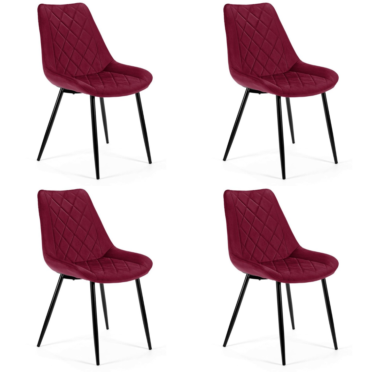 4-ių kėdžių komplektas SJ.0488, tamsiai raudona - 2