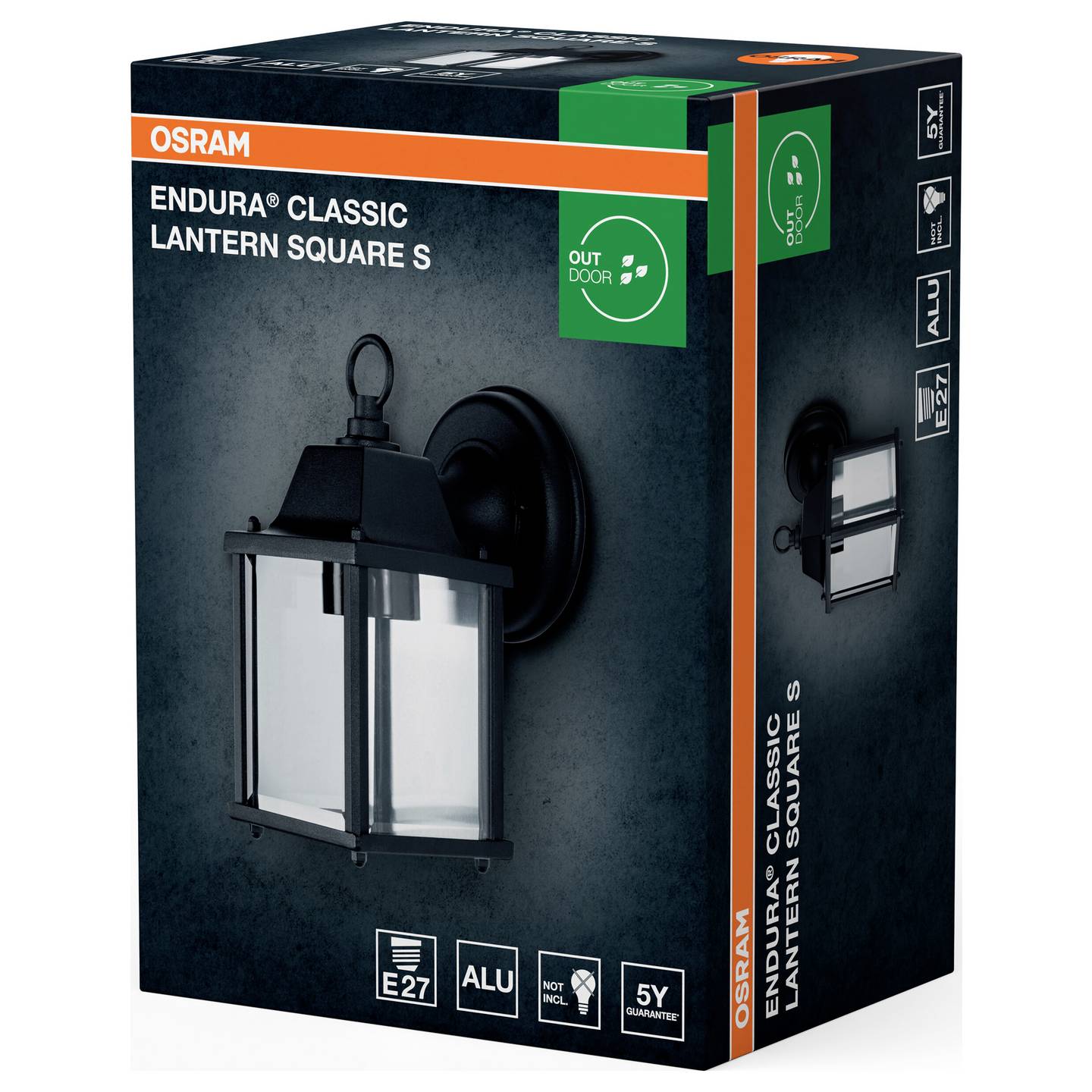 Sieninis lauko šviestuvas OSRAM Endura Classic, IP43, 1xE27 max60W, juodos sp 10,5x22x15cm - 3
