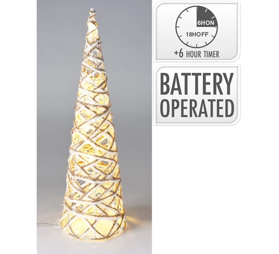 Elektrinė LED dekoracija EGLUTĖ, 10 LED šiltai baltos sp 6/18val. laikmatis 2xAA, ø12x40cm-0