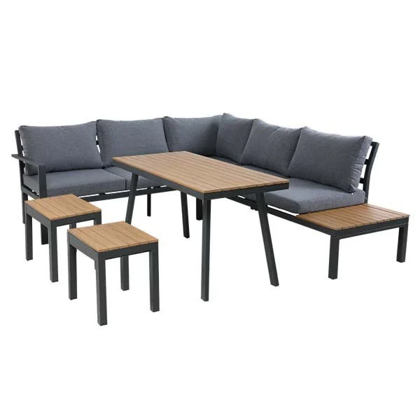 Lauko baldų komplektas HAMILTON DINING su taburetėmis, Dark Grey - 4