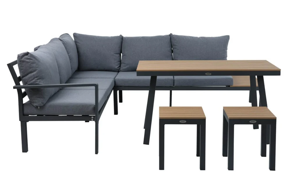 Lauko baldų komplektas HAMILTON DINING su taburetėmis, Dark Grey - 2