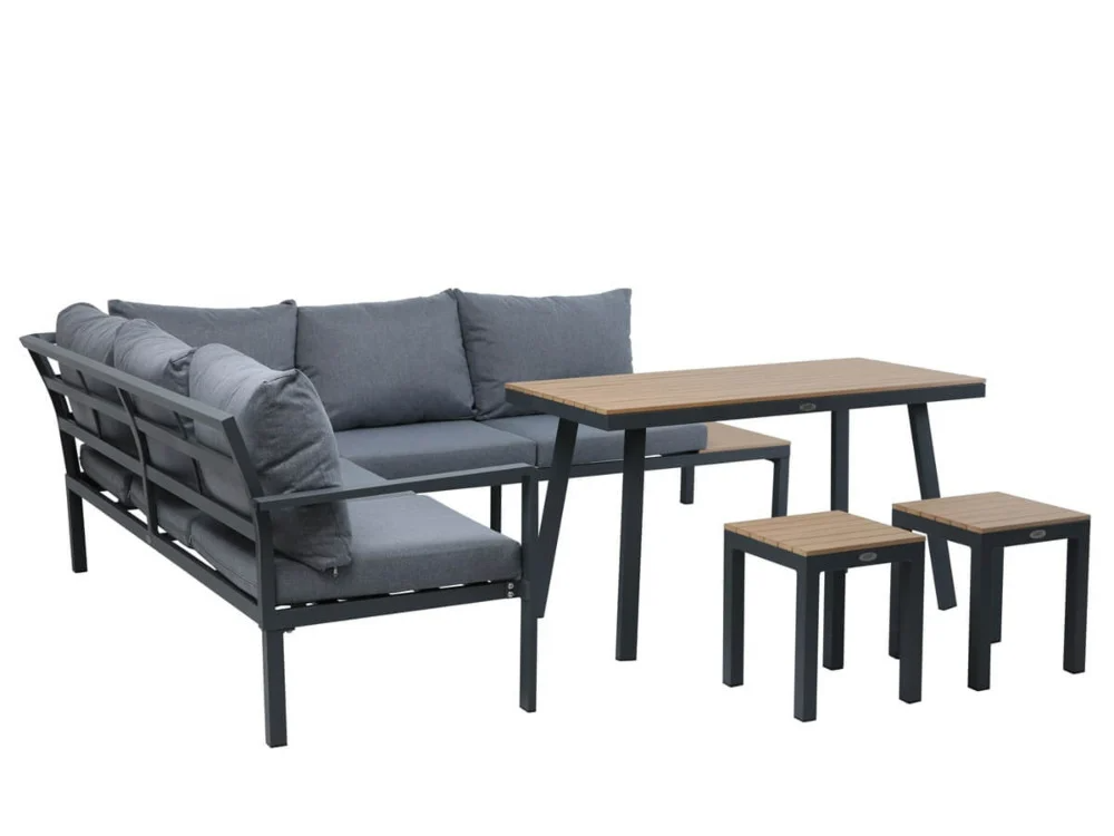 Lauko baldų komplektas HAMILTON DINING su taburetėmis, Dark Grey - 3