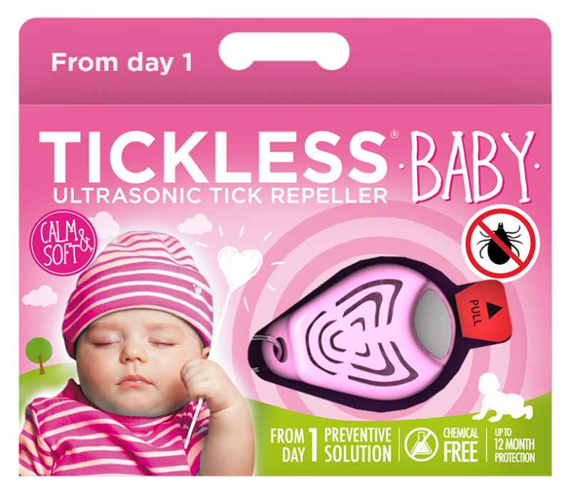Ultragarsinis pakabukas TICKLESS  Baby nuo erkių ir blusų kūdikams, rožinis