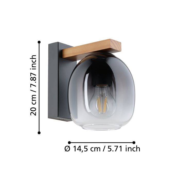 Sieninis šviestuvas EGLO FILAGO, E27, 1x40W, juodos/rudos sp., 18,20x21,50x23,80 - 5