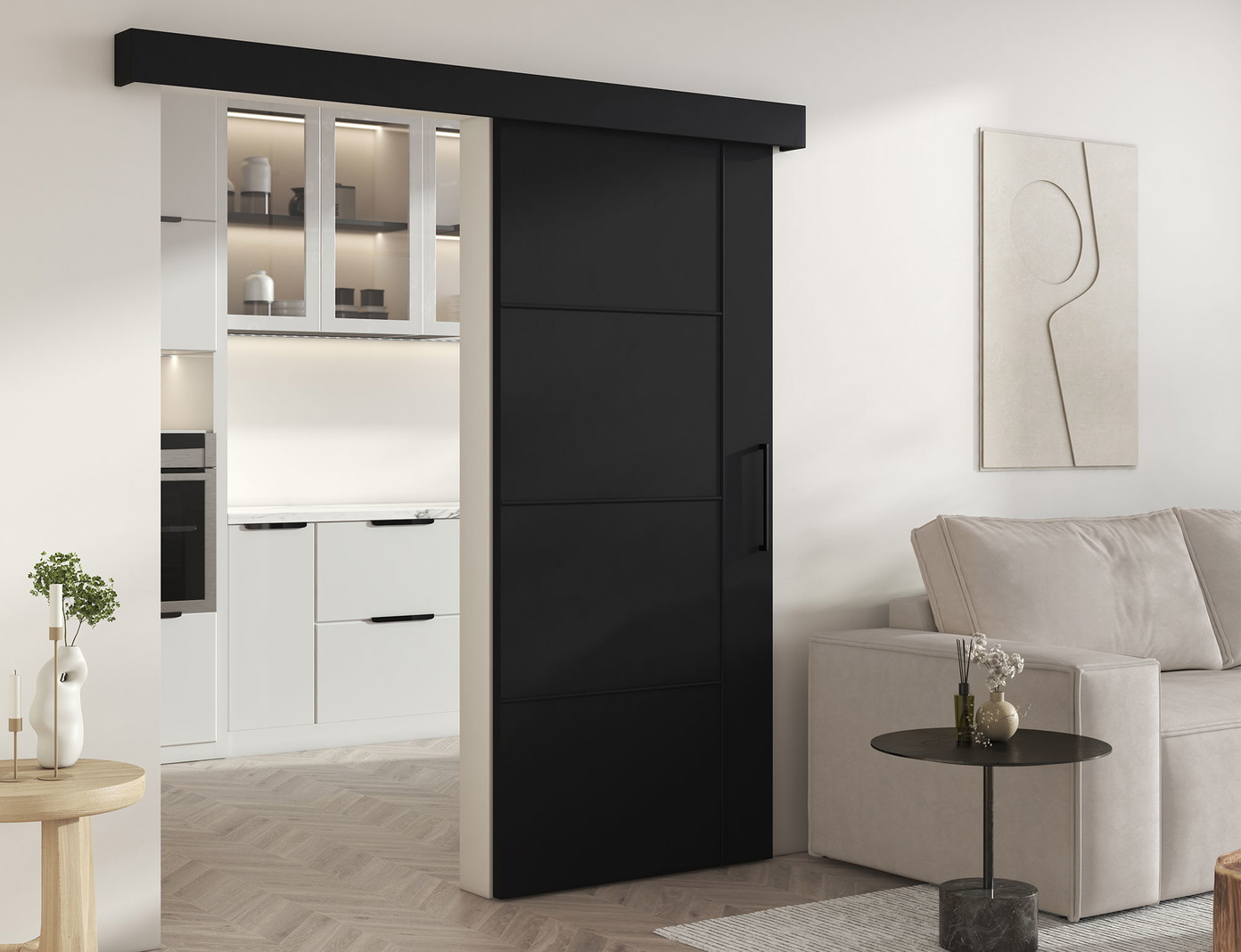 Stumdomos durys Crestina 96.5 x 205 cm, juoda - 7