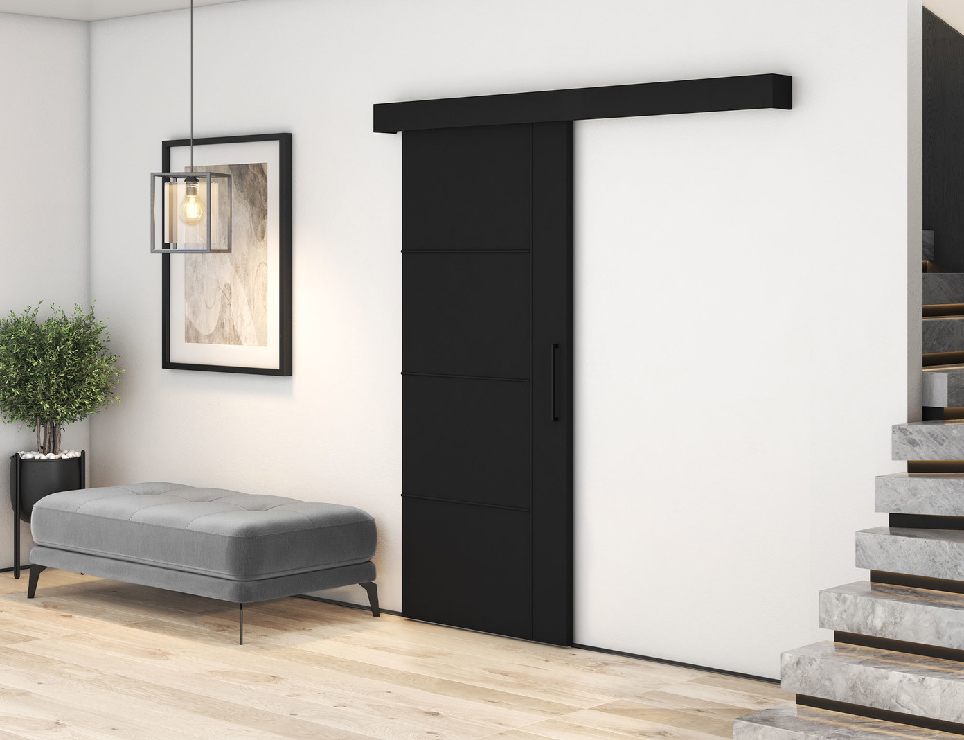 Stumdomos durys Crestina 96.5 x 205 cm, juoda - 4
