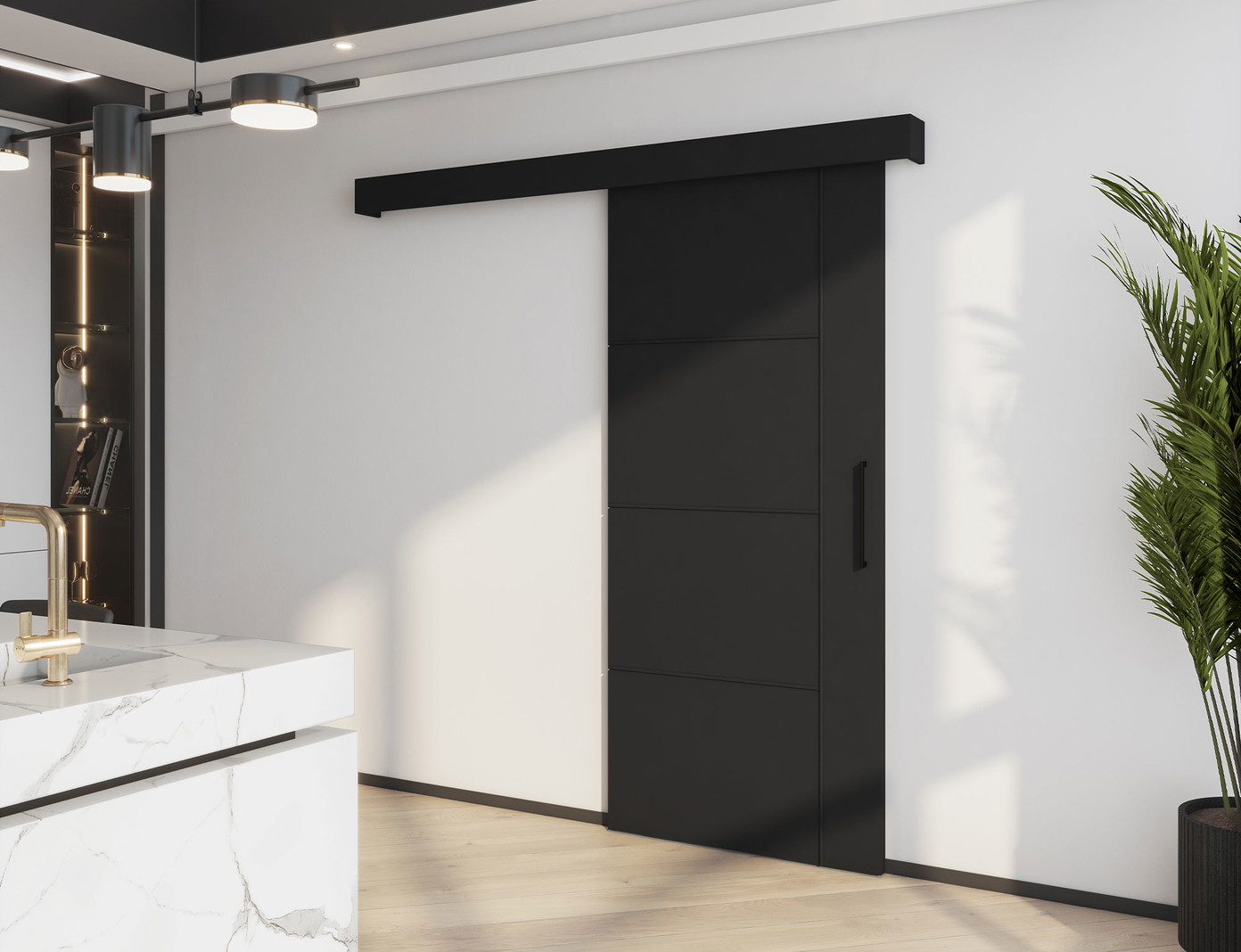Stumdomos durys Crestina 96.5 x 205 cm, juoda - 5