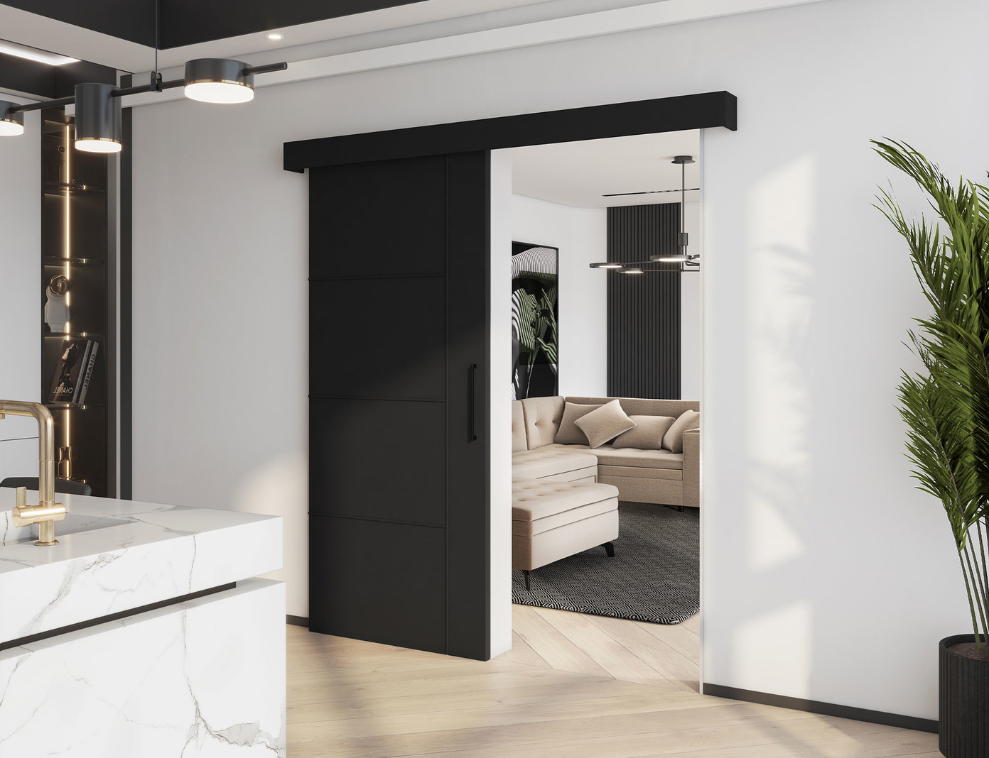Stumdomos durys Crestina 96.5 x 205 cm, juoda - 6