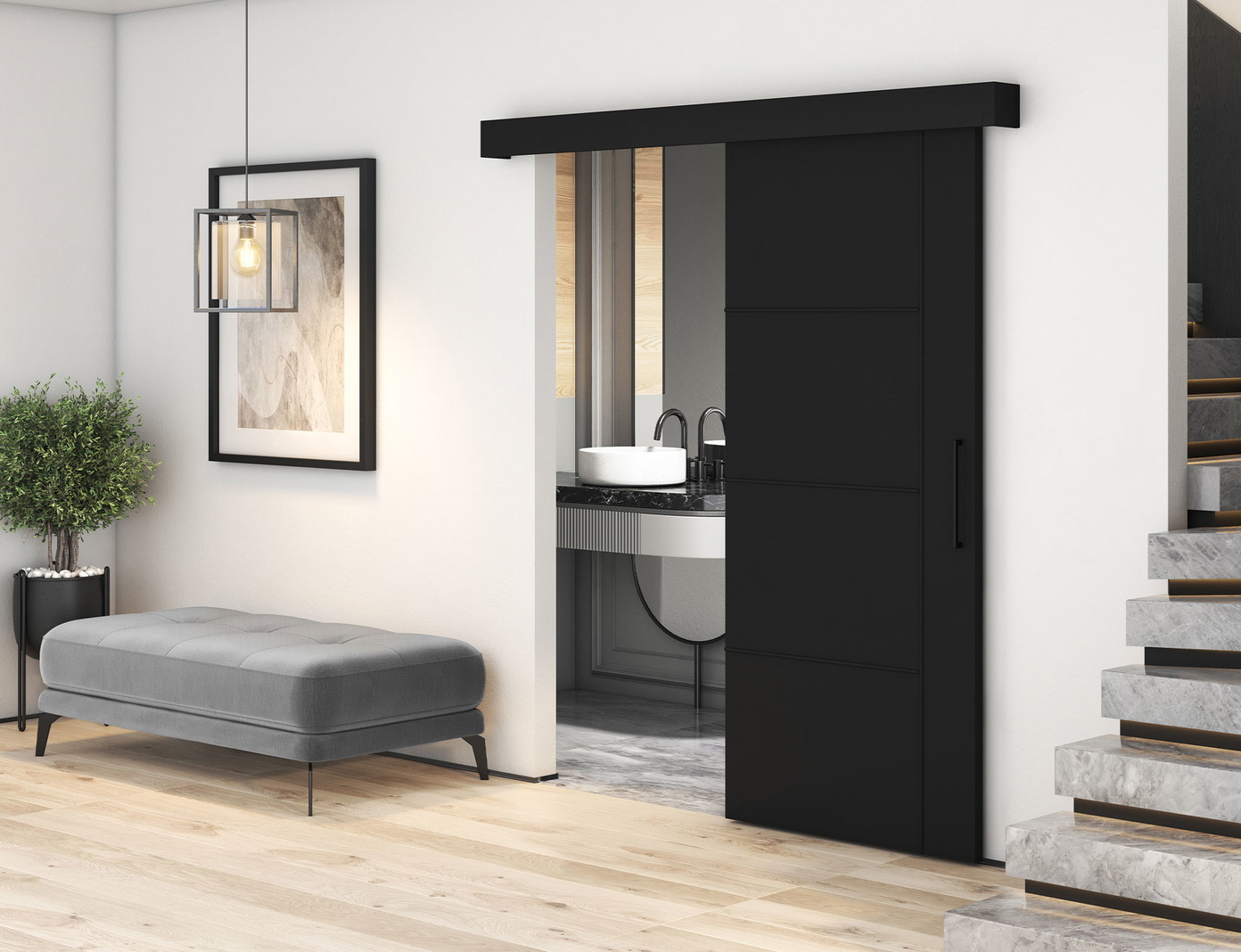 Stumdomos durys Crestina 96.5 x 205 cm, juoda-1