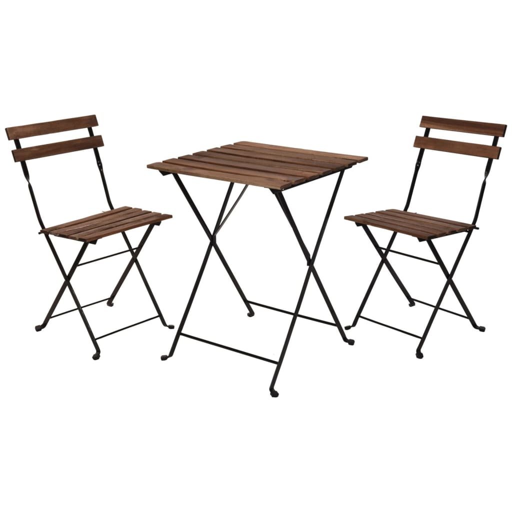 Metalinių lauko baldų komplektas BISTRO, 2 kėdės, 1 staliukas, rudos sp.