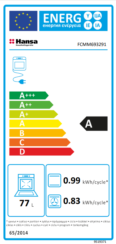 Dujinė viryklė su elektrine orkaite Hansa FCMM693291 - 4