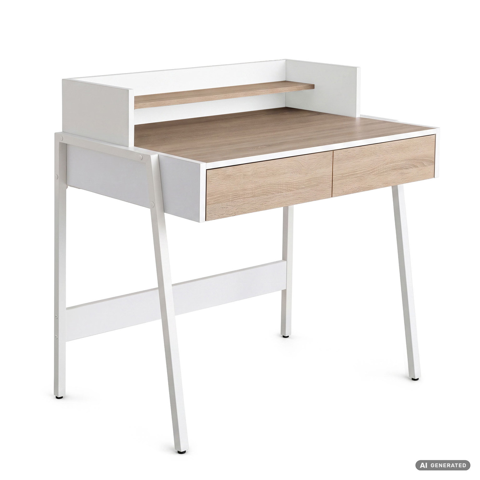 Rašomasis stalas su stalčiais Akord Furniture Factory Flux, 48 cm x 78 cm, 95 cm, balta sp./sonoma ąžuolo sp.-0