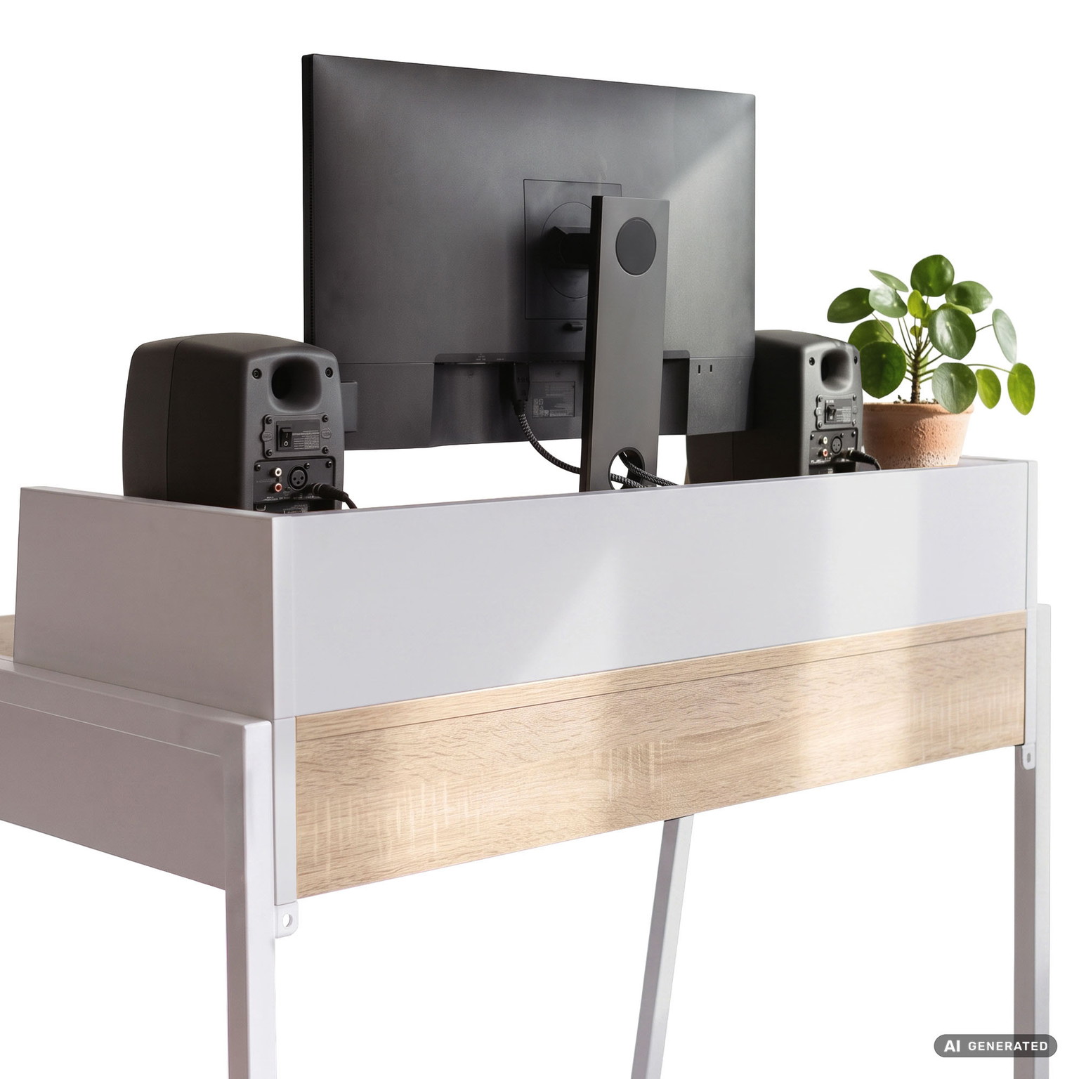 Rašomasis stalas su stalčiais Akord Furniture Factory Flux, 48 cm x 78 cm, 95 cm, balta sp./sonoma ąžuolo sp. - 4