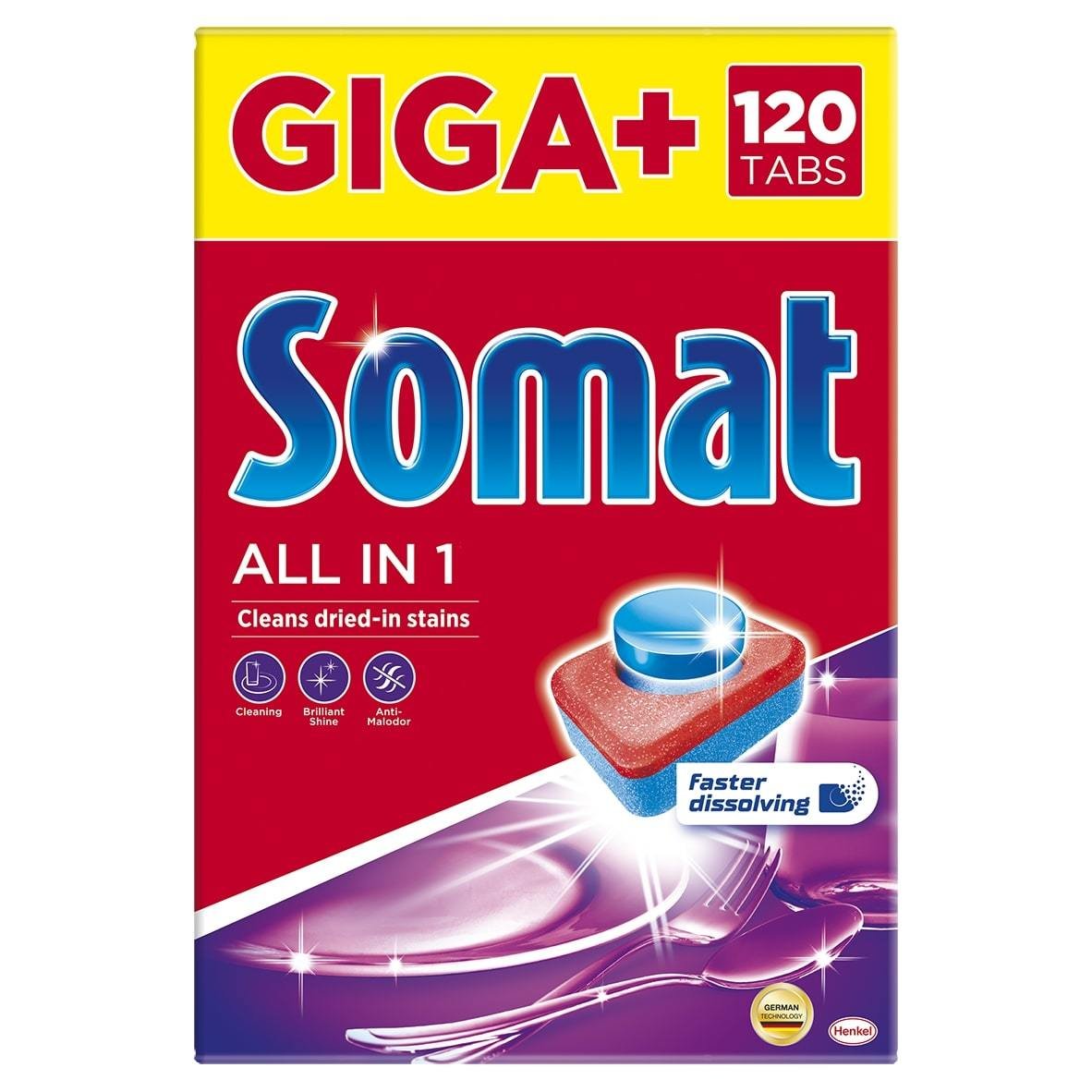 Daugiafunkcinės indaplovių tabletės SOMAT All in 1, 120 vnt.