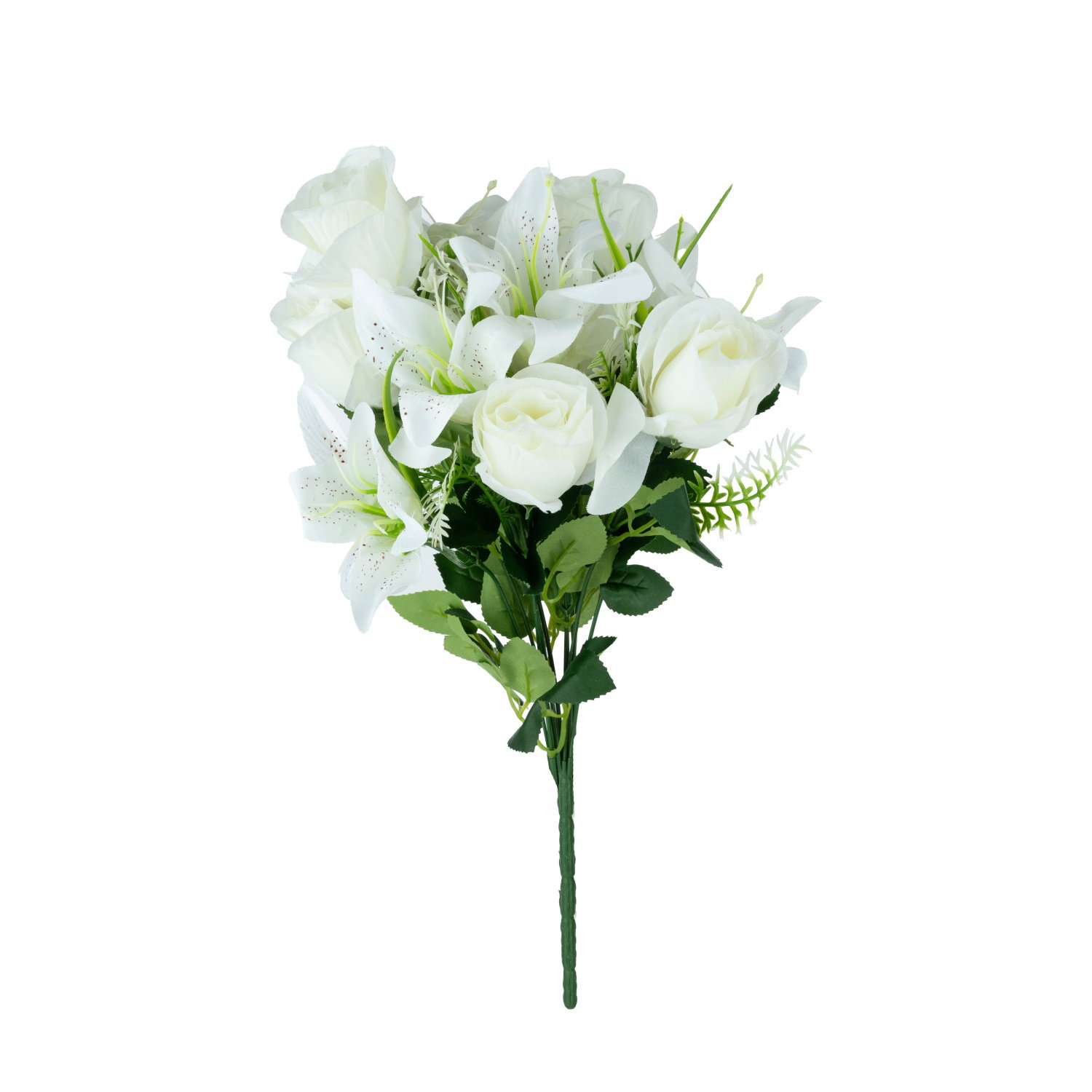 Dirbtinių gėlių puokštė ELEMENTS SENSE LILLY ROSE, baltos sp., 13 žiedų, 45 cm-0