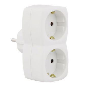 Dvišakis adapteris EMOS, su įžeminimu, 10 A, IP20, baltos sp.-1