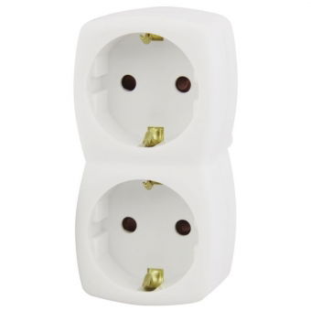 Dvišakis adapteris EMOS, su įžeminimu, 10 A, IP20, baltos sp.-0