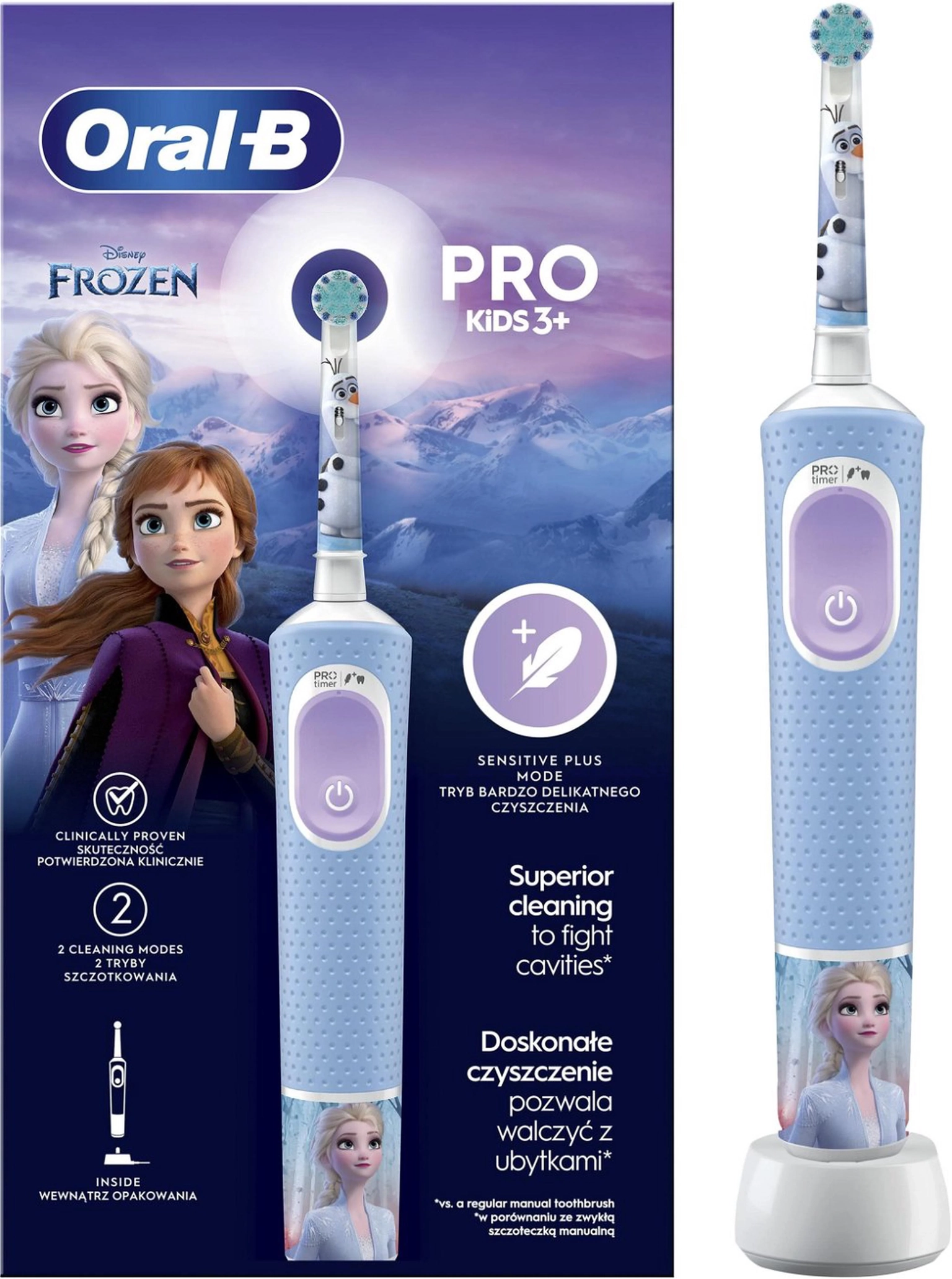 Elektrinis dantų šepetėlis vaikams Oral-B D103.413.2K Vitality PRO Kids 3+ Frozen - 2