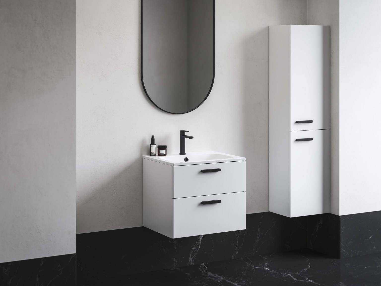 Apatinė vonios spintelė RAVAK SD Chrome II 60, baltos sp., juoda rankenėlė - 3