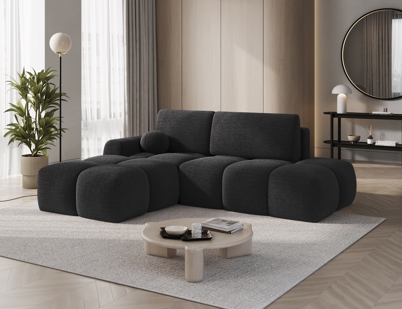 Kampinė sofa Vittario, juoda sp., kairinė, 170 x 227 cm x 95 cm - 4