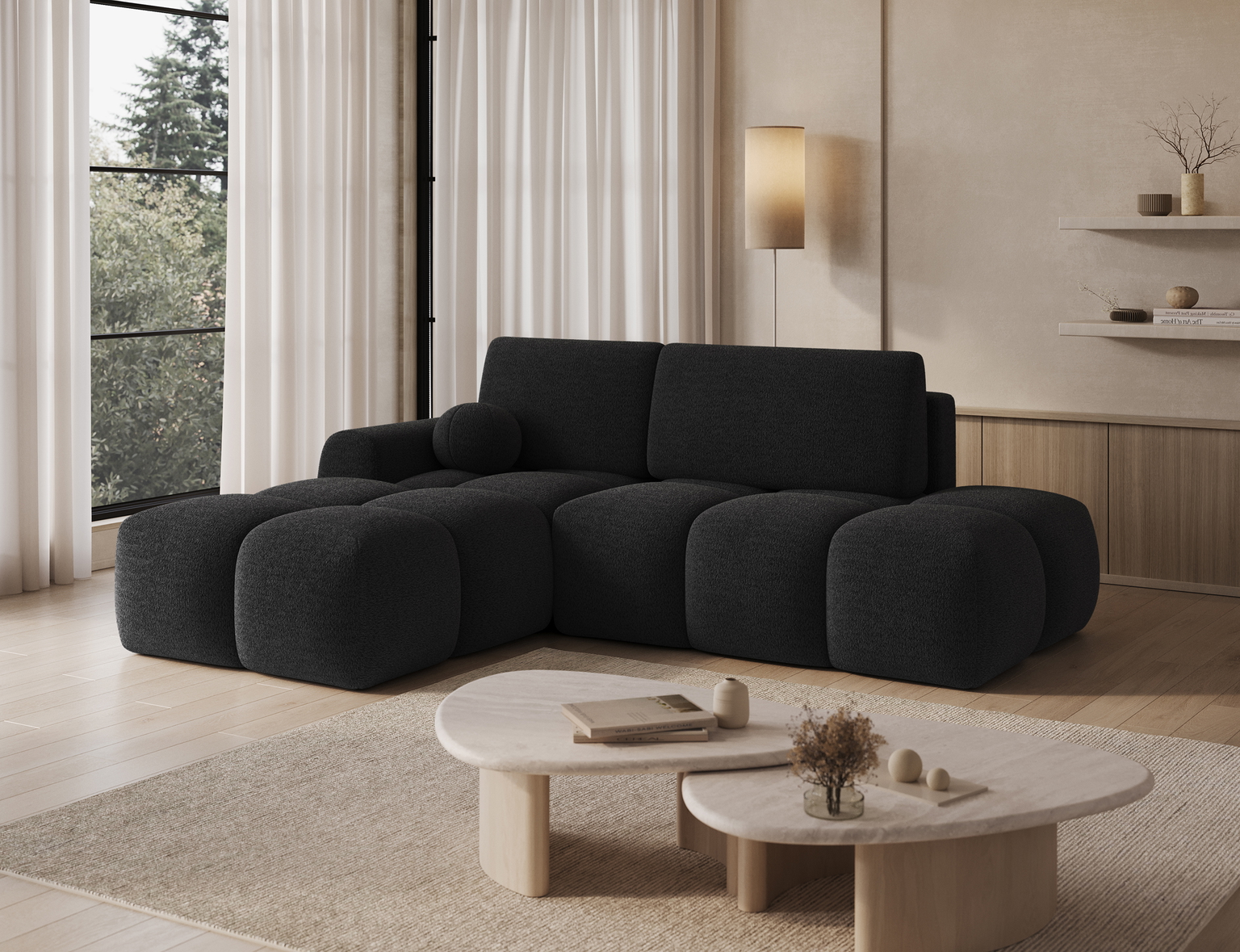 Kampinė sofa Vittario, juoda sp., kairinė, 170 x 227 cm x 95 cm - 5