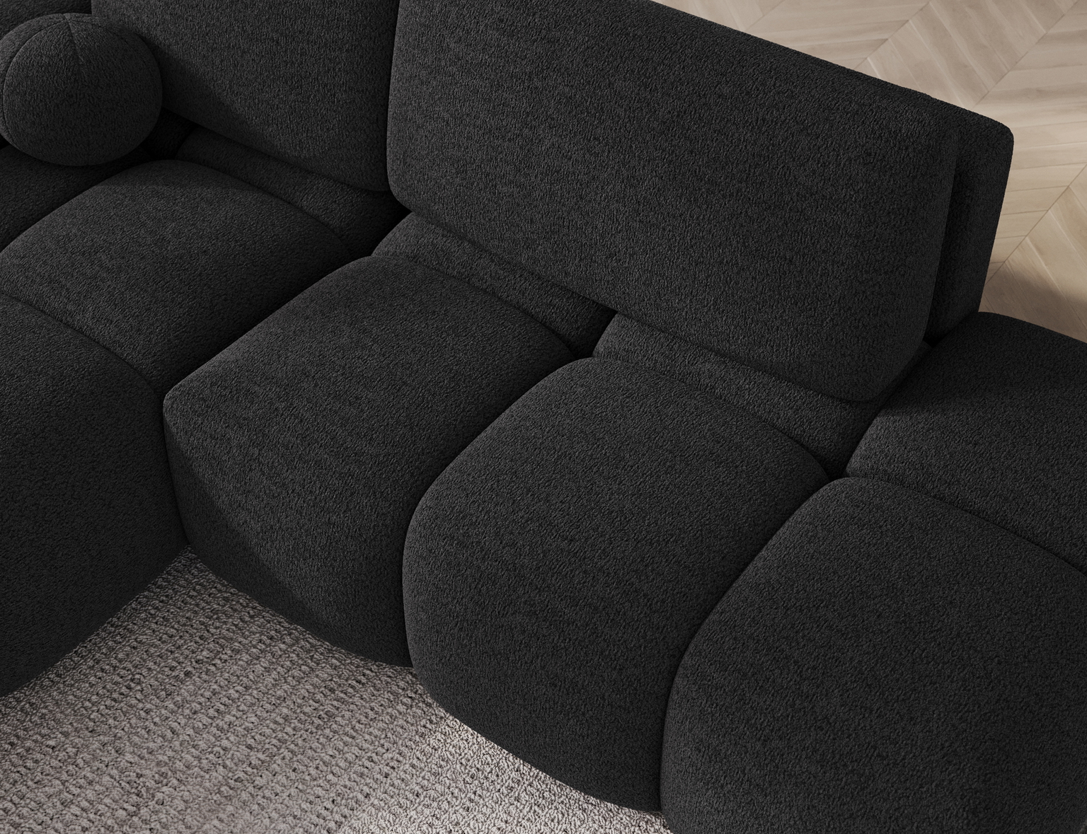 Kampinė sofa Vittario, juoda sp., kairinė, 170 x 227 cm x 95 cm - 8