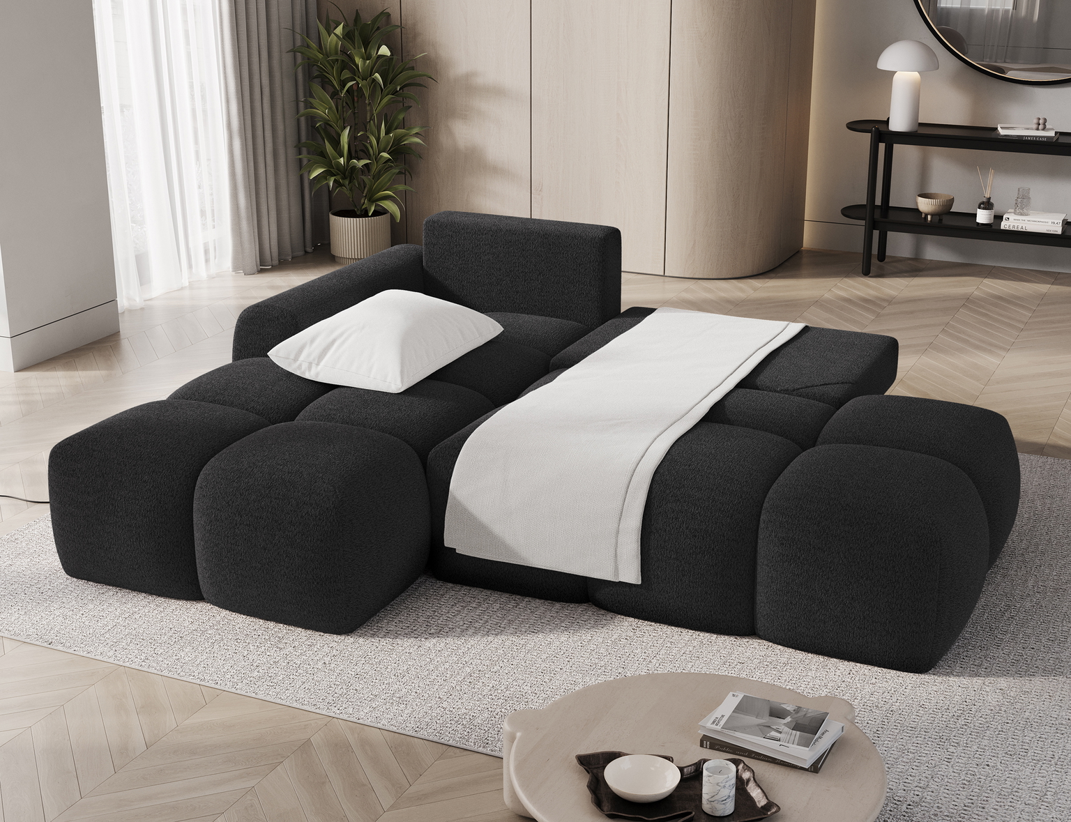 Kampinė sofa Vittario, juoda sp., kairinė, 170 x 227 cm x 95 cm - 6