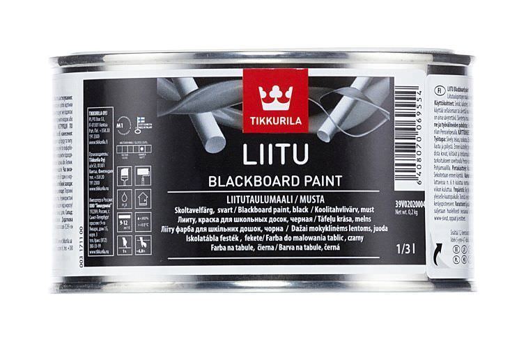 Akriliniai emaliniai mokyklinių lentų dažai TIKKURILA, juodos sp., 0,3 l-0