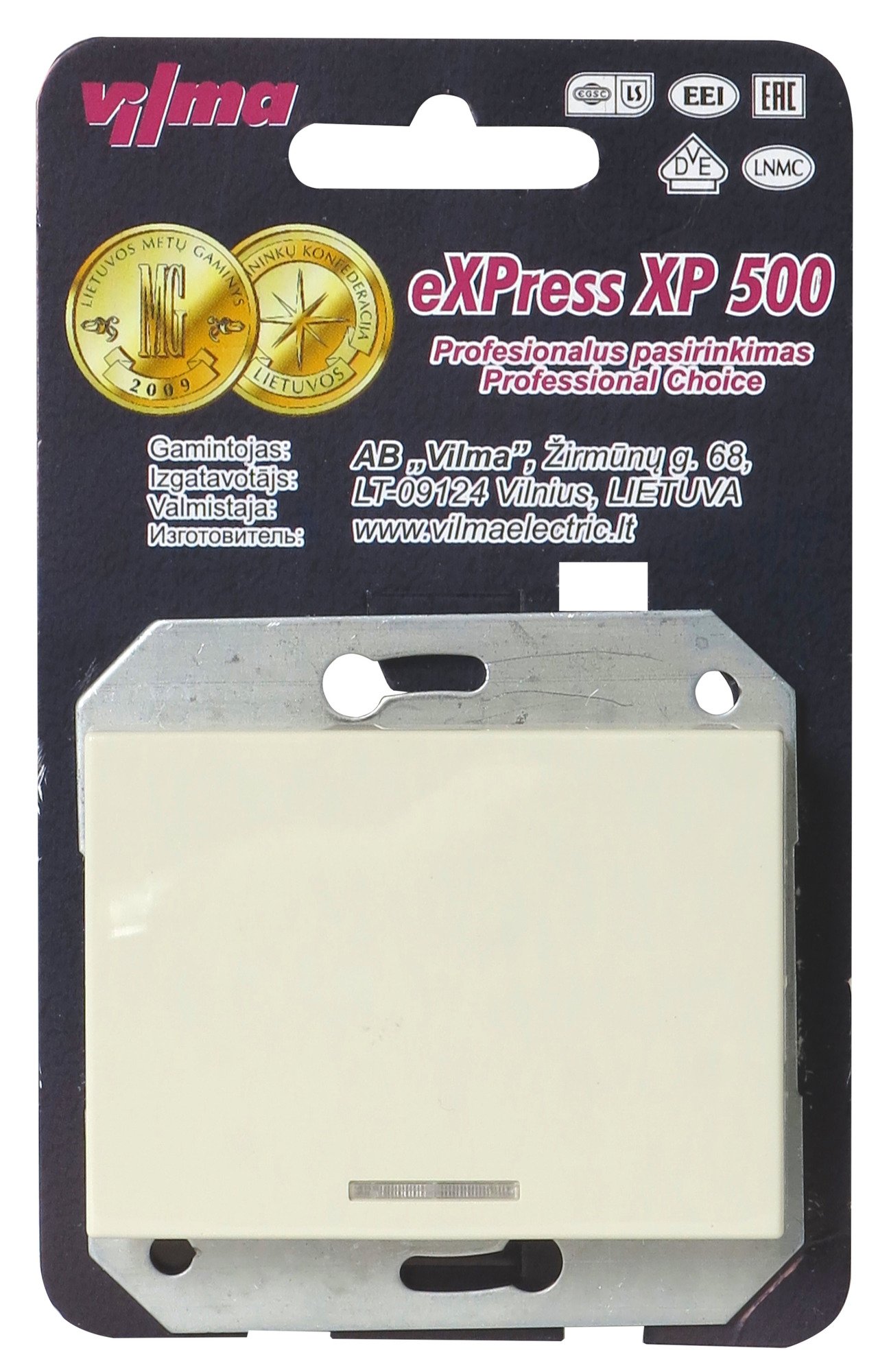 Jungiklis su kontroline lempute be rėmelio XP 500, 1 klavišo, dramblio kaulo sp.