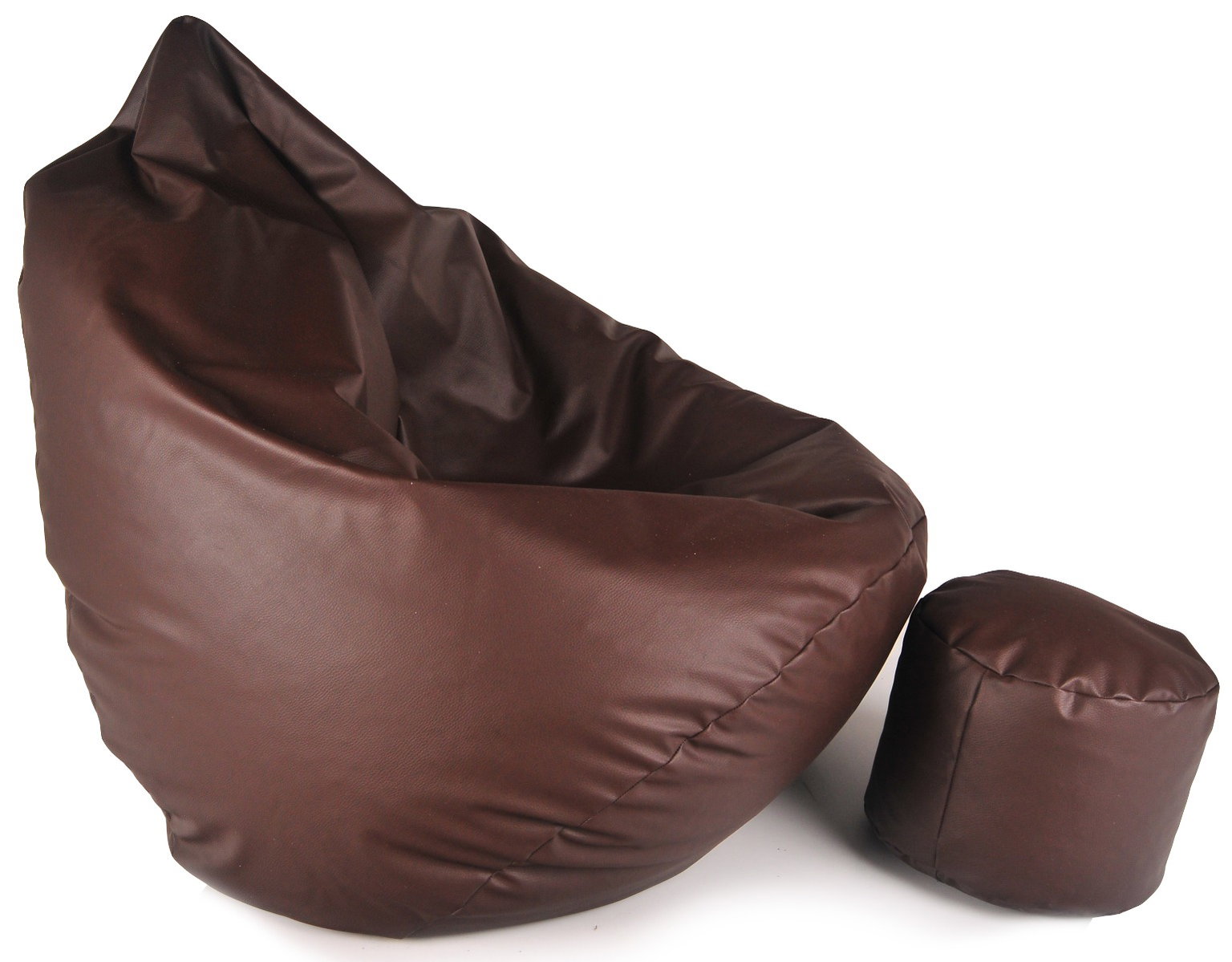 Sėdmaišis su pufu Mega Comfort XXL, dirbtinė oda, rudas - 6