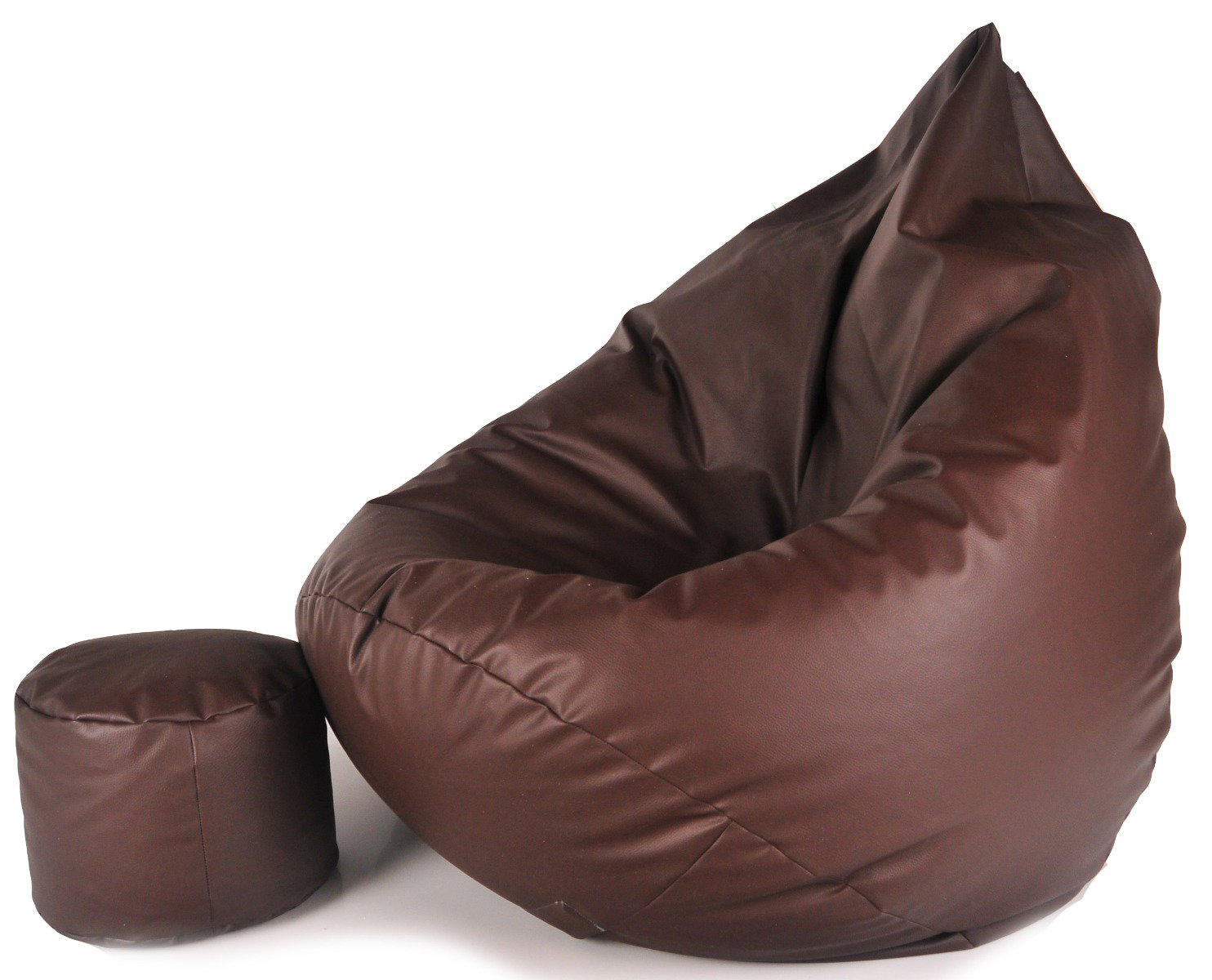 Sėdmaišis su pufu Mega Comfort XXL, dirbtinė oda, rudas-0